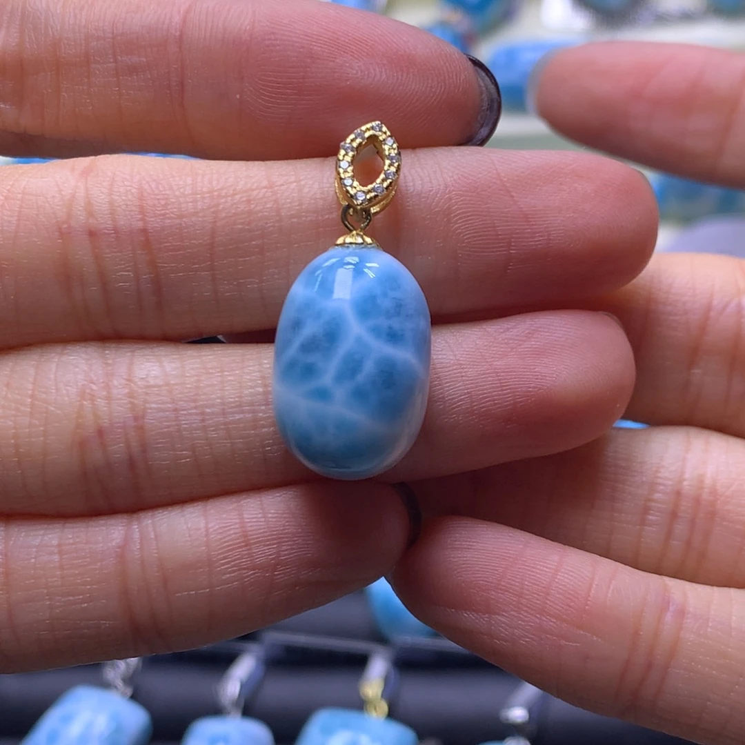针钠钙石（海纹石）未镶嵌颈饰蛋面吊坠色差略异