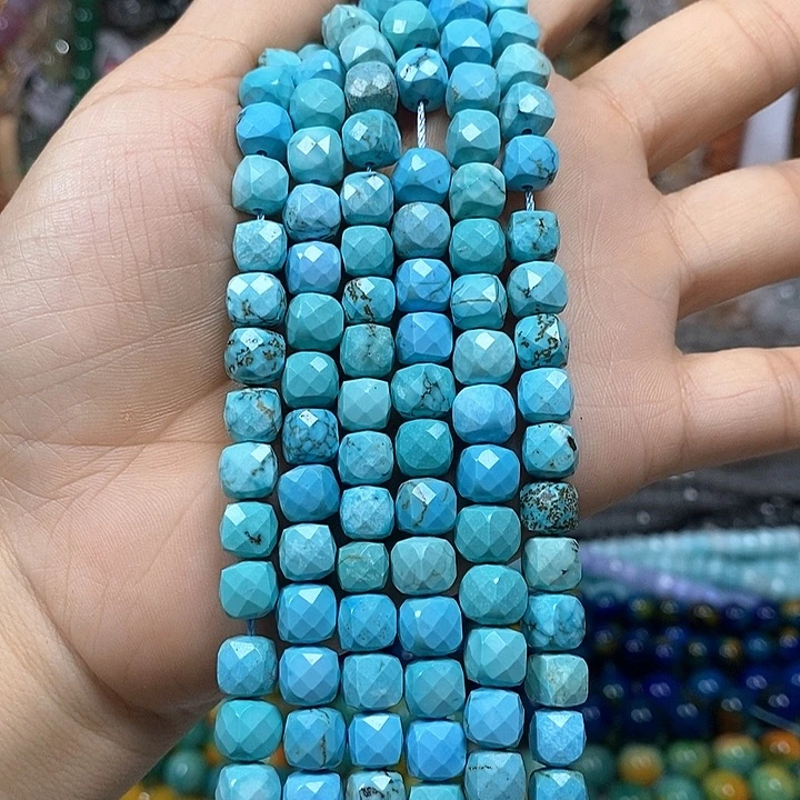 未镶嵌玛瑙/玉髓珠宝半成品天然蓝松切面方糖卡7mm