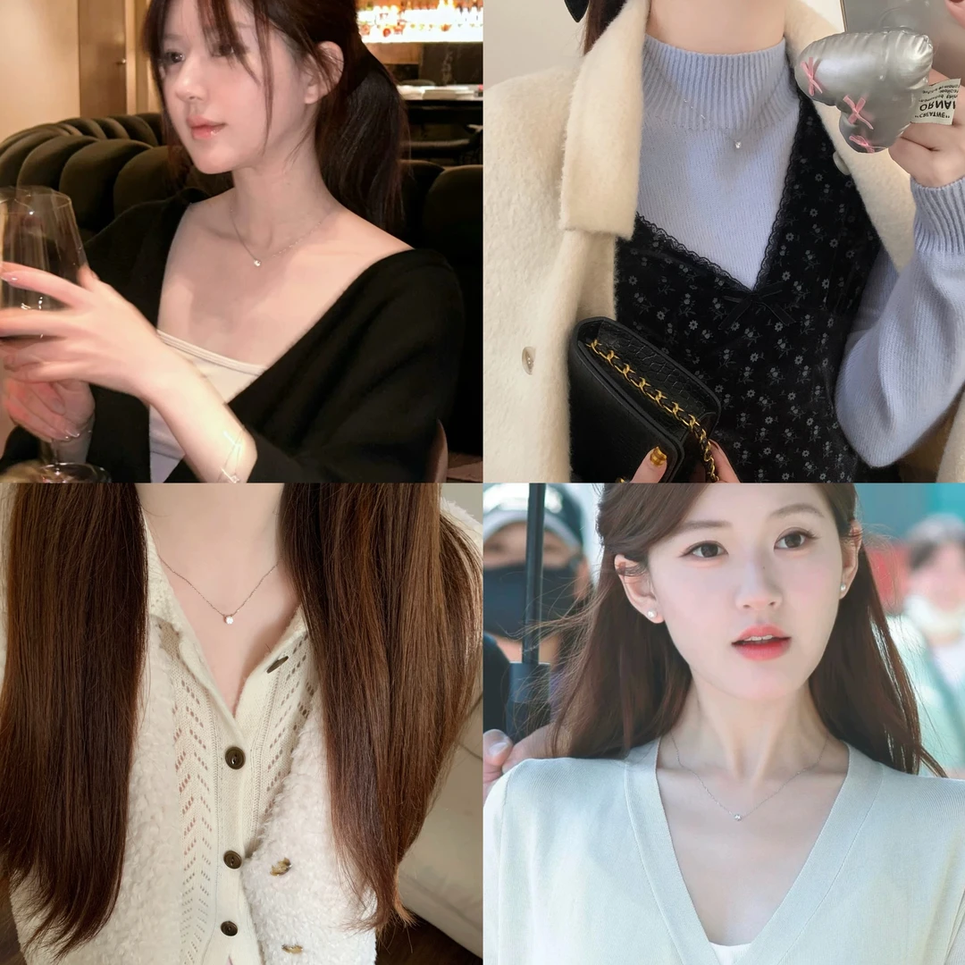 铜合金项链 X0072 赵露思同款锆石项链配饰高级感轻奢小众锁骨链