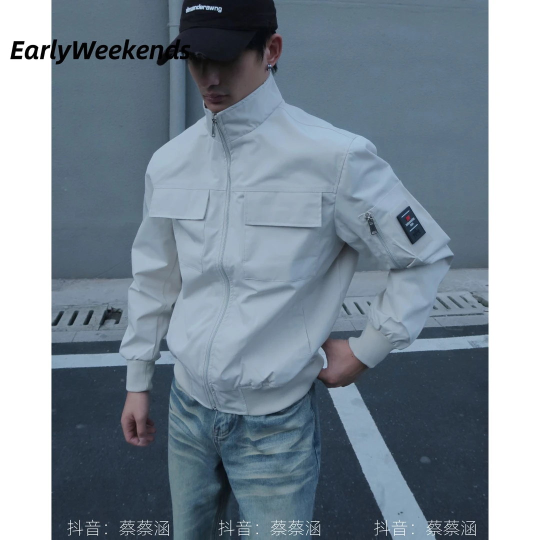 Weekends 美式硬汉工装三防教练夹克秋冬立领防风宽松工装外套男