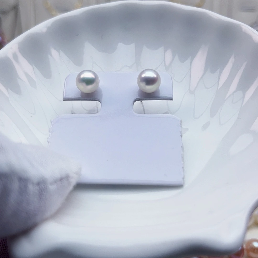 银S925镶嵌淡水珍珠耳饰