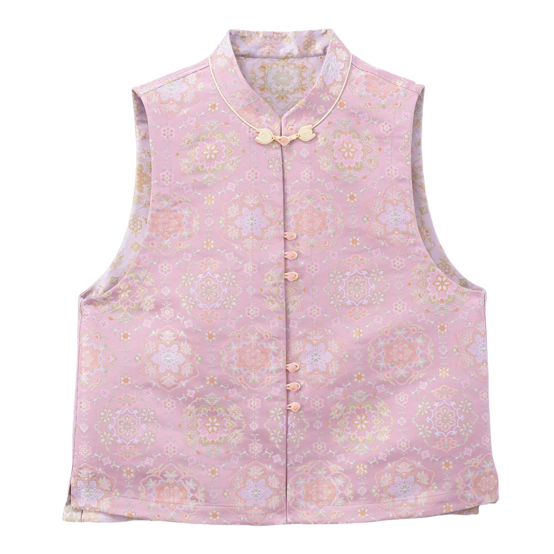 潇湘-YXQS768013新中式宋锦桑蚕丝中国风复古时尚提花气质马甲女