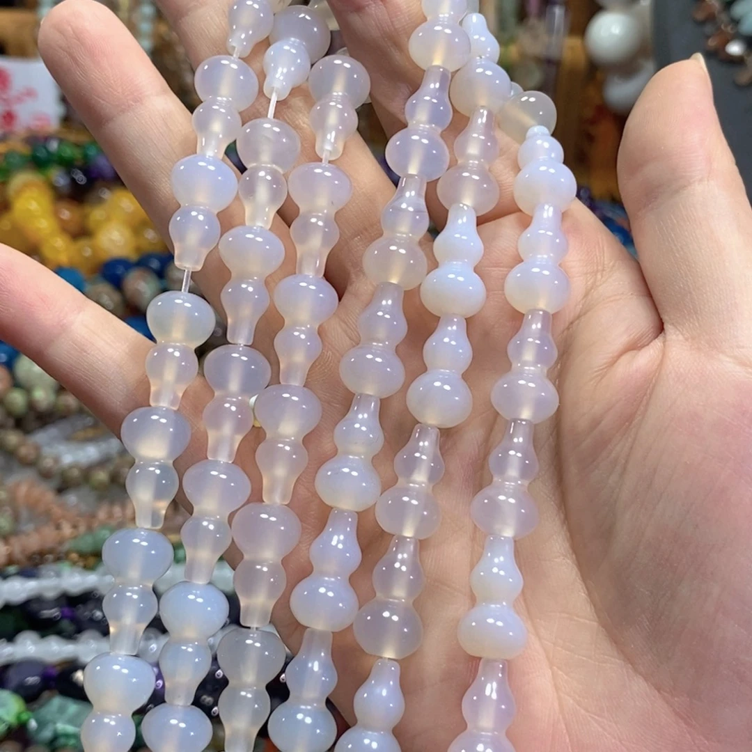 未镶嵌玛瑙/玉髓珠宝半成品白玛瑙葫芦一条卡10*18mm