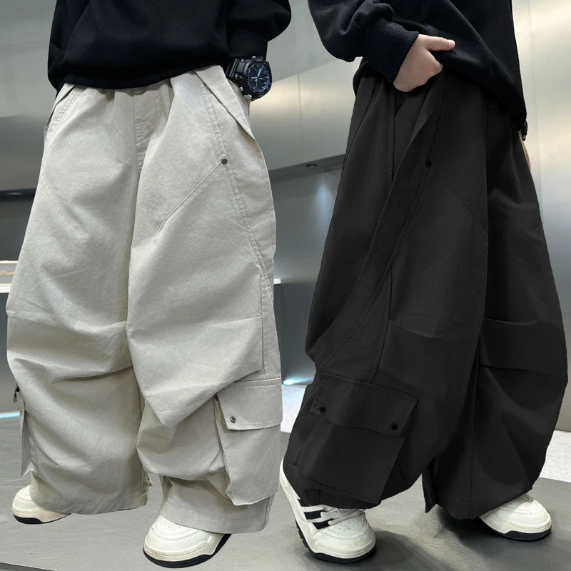 男童裤子春秋款2025新款儿童秋装工装裤大童秋季宽松阔腿裤童装潮