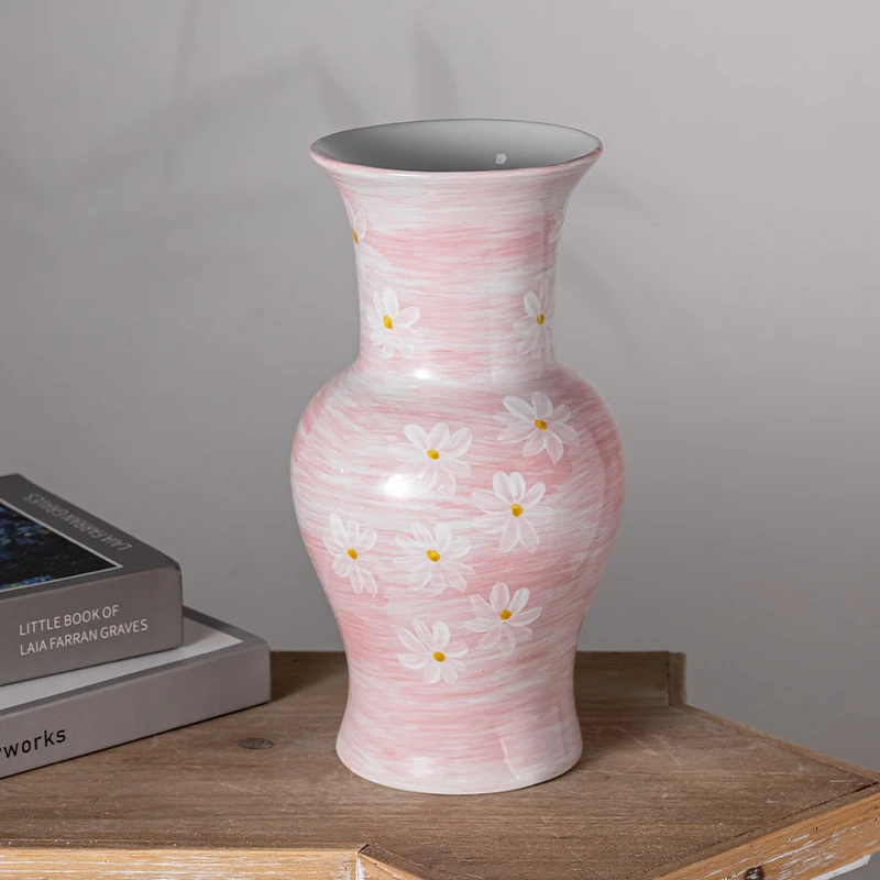 一日不可无花 景德镇樱花粉绯花语手绘花瓶花器