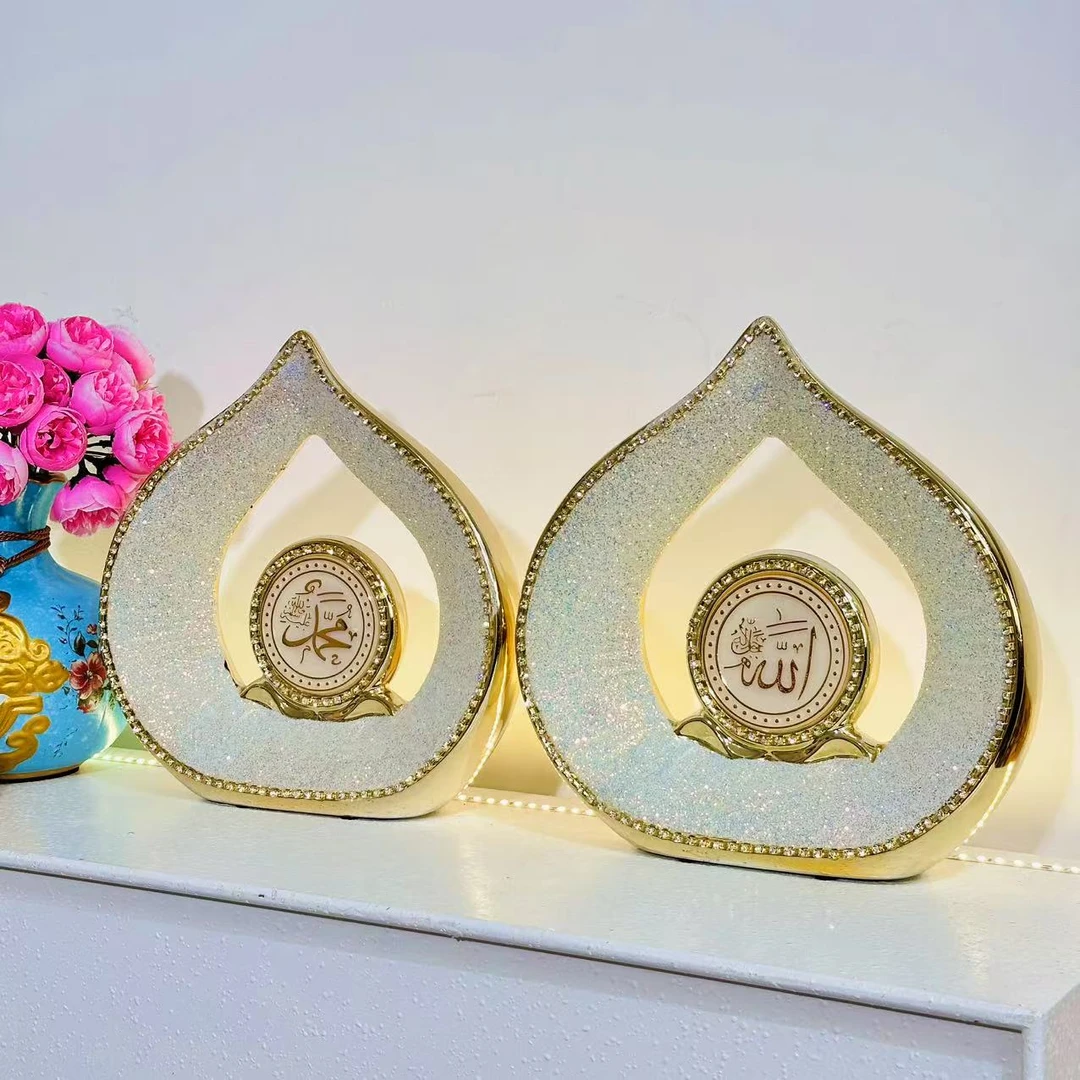 高端桃心金粉陶瓷摆件复古