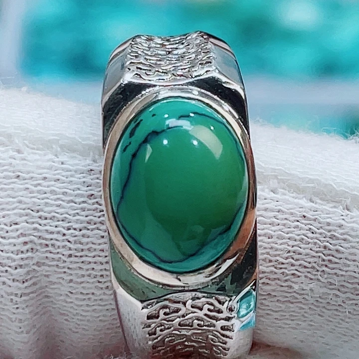 绿松石银S925镶嵌原矿无优化