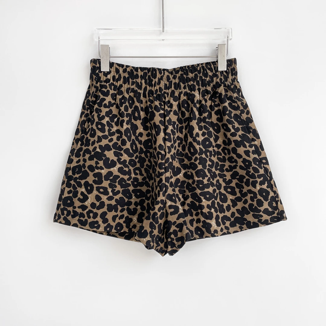 【P】"松弛慵懒豹纹短裤"三分阔腿休闲裤 XIAOP-F251