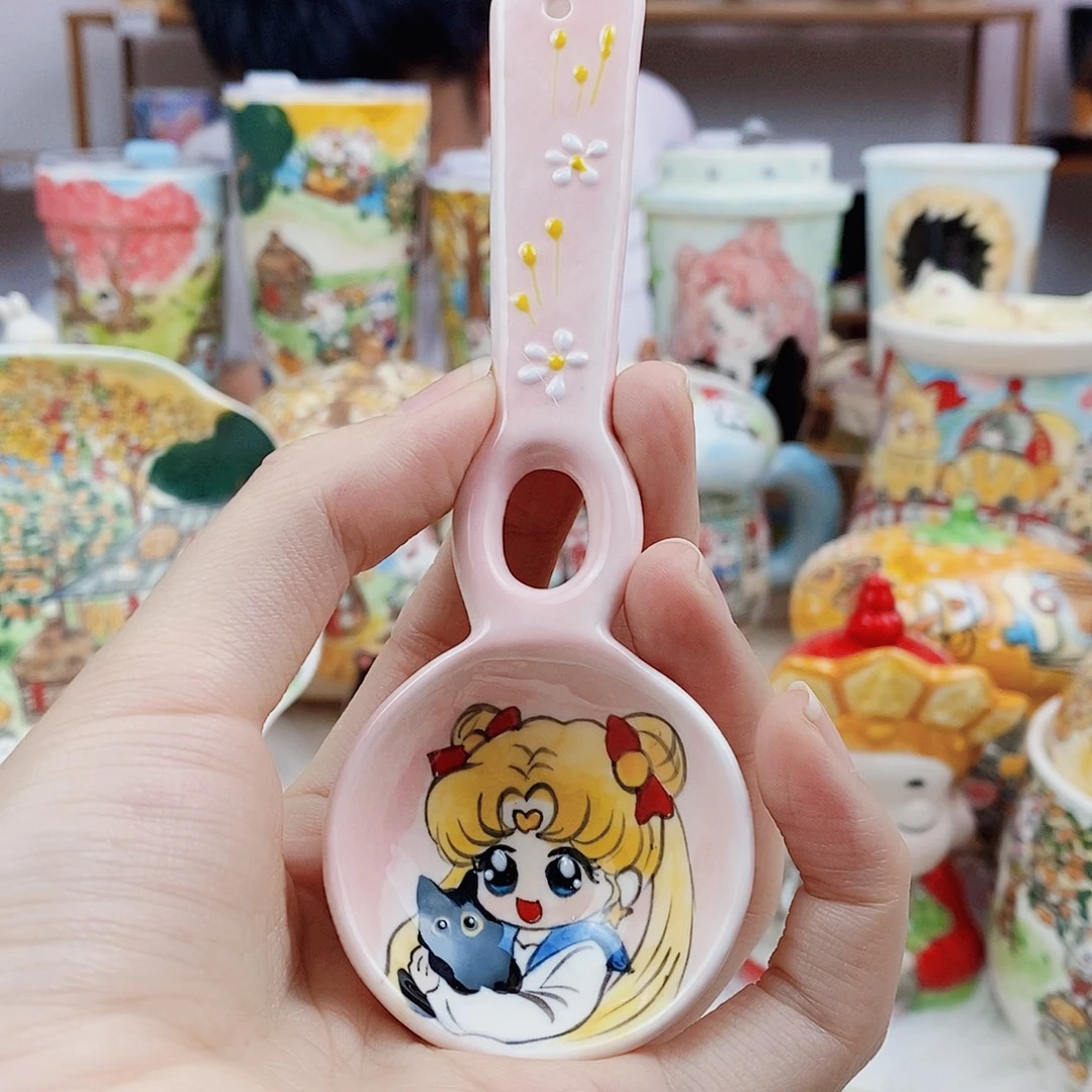 瓷片董董文创手绘陶瓷