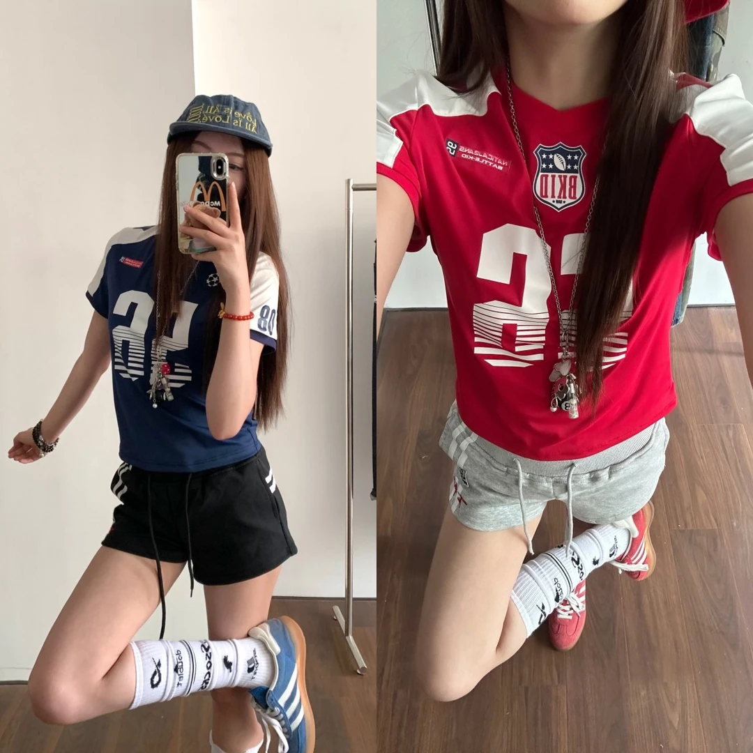 AMER 国潮美式凉感球衣风小众设计x修身短袖T恤休闲夏季透气