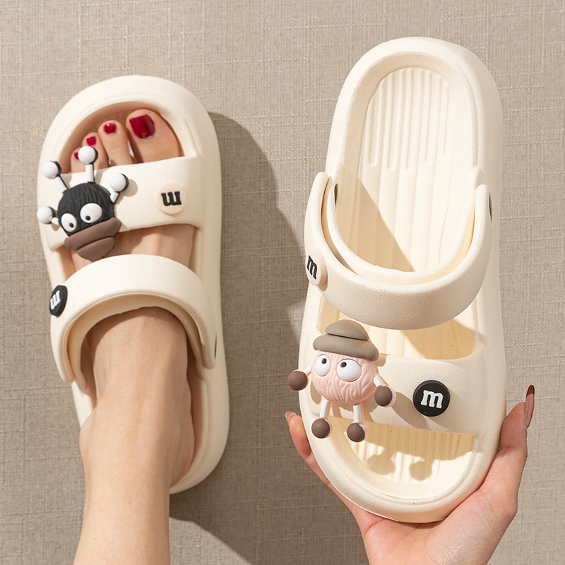 外穿可爱煤球精灵凉鞋女款2025夏季新款软底时尚防滑厚底拖鞋男