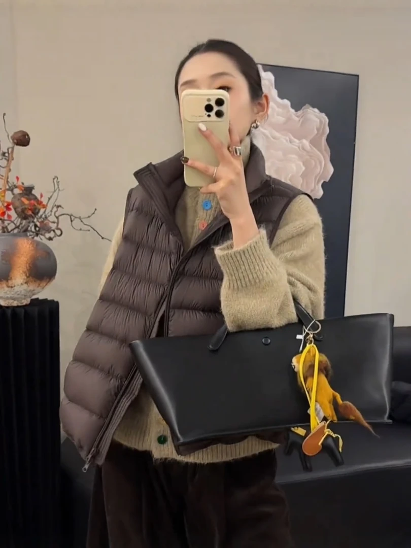 时尚洋气坎肩上衣今年流行爆款设计感羽绒马夹女装2025秋冬白鸭绒