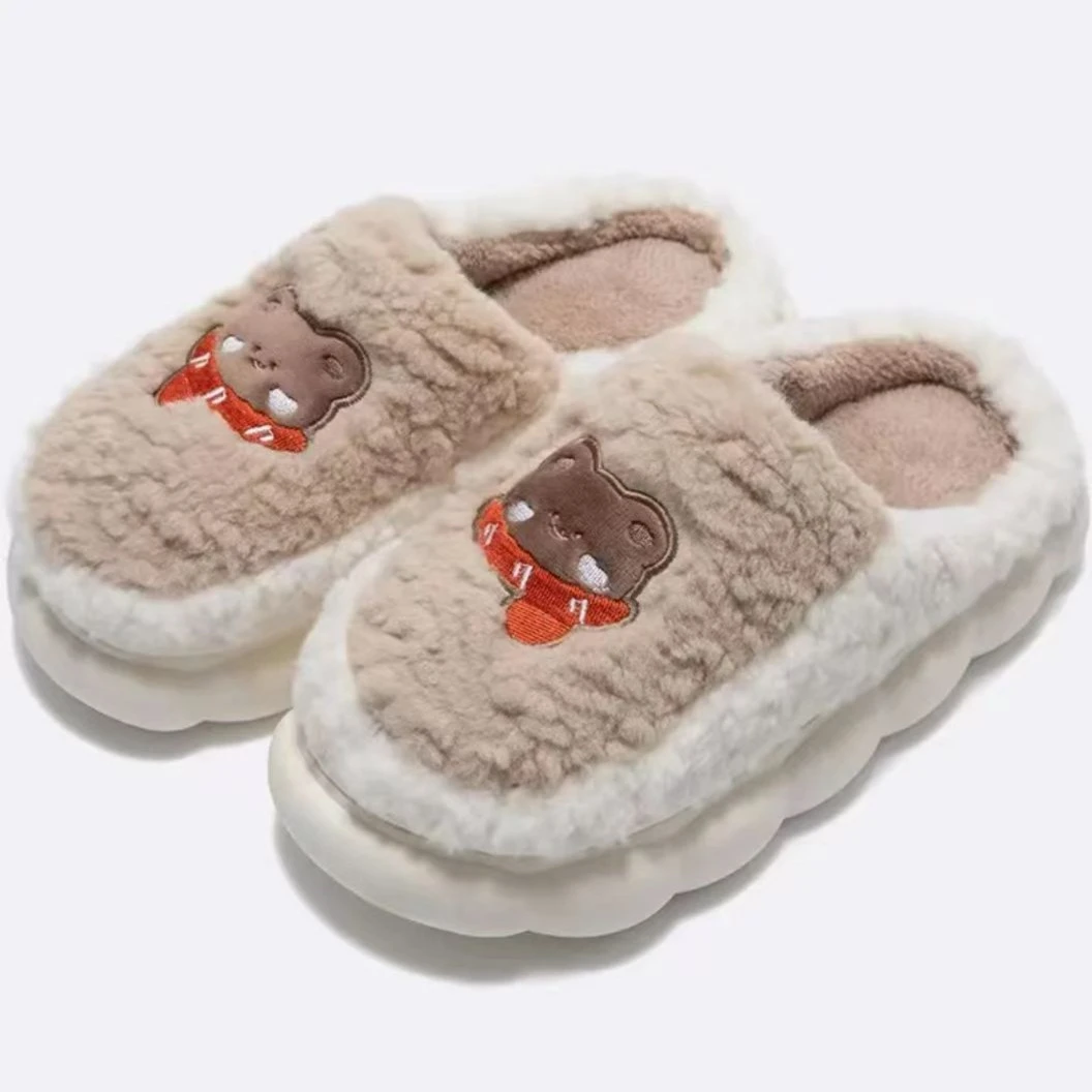 【男士大码专拍】厚底棉拖鞋毛绒厚款防滑情侣冬季拖鞋保暖毛PA-Y