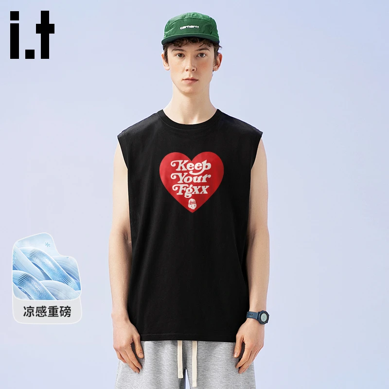 it FINGERCROXX情侣背心男女同款夏季凉感坎肩重磅爱心无袖t恤