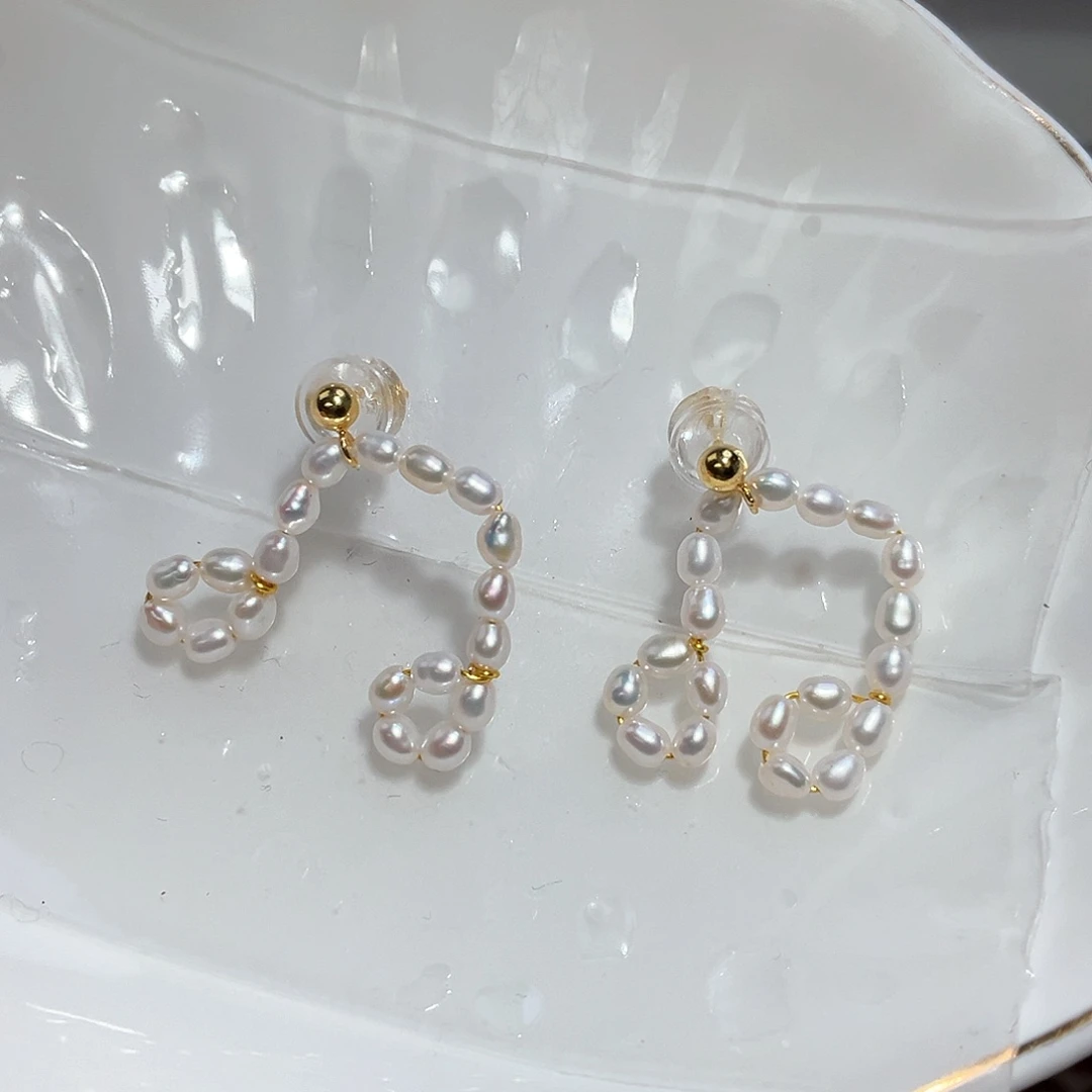 淡水珍珠耳饰银S925镶嵌