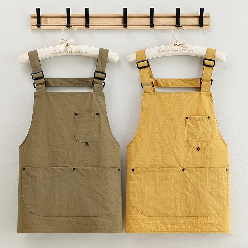 夏季薄款塔丝隆男女短款围裙家用厨房做饭防油污耐脏工作服定制字