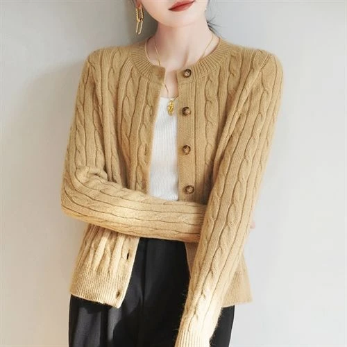 艾妮秋冬上新开衫圆领针织衫NSYR1194