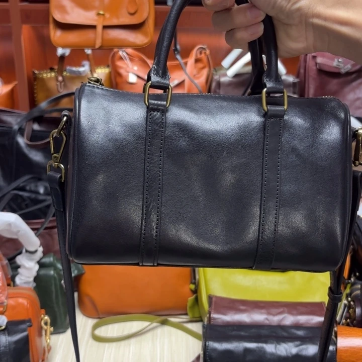 头层牛皮黑色25波士顿