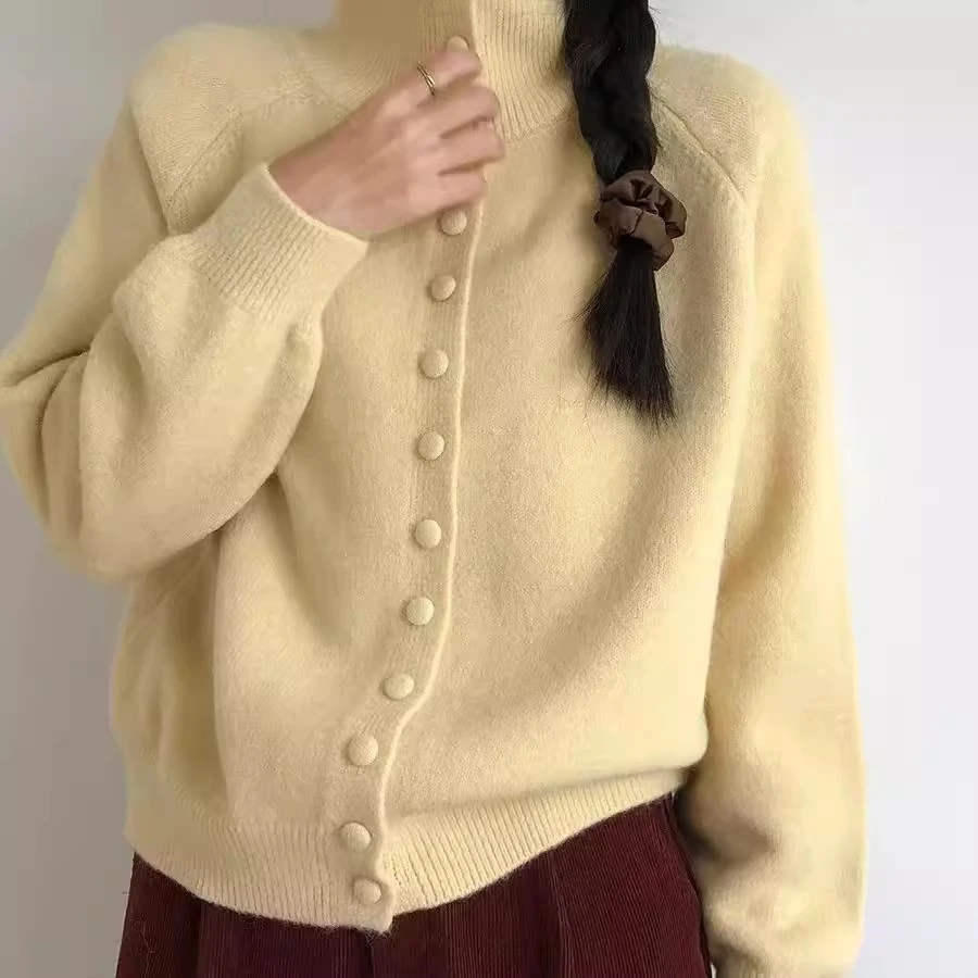 【30115】毛衣女款2024新款冬季慵懒高级感高领外套加厚软糯糯外穿