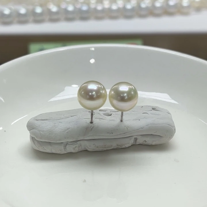 银S925镶嵌耳饰海水珍珠AK8-9m 42号