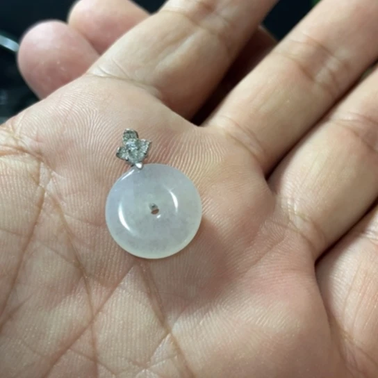 文****翡翠银S925镶嵌颈饰带银链子