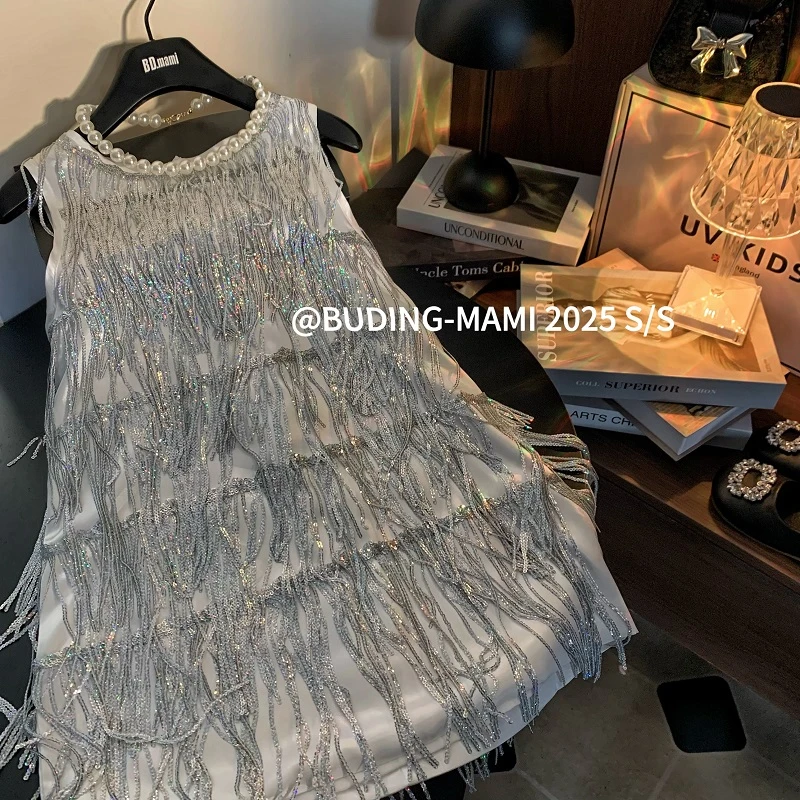 BD.M【银晚会】女童春装亮片连衣裙2025新款儿童裙子背心裙礼服裙