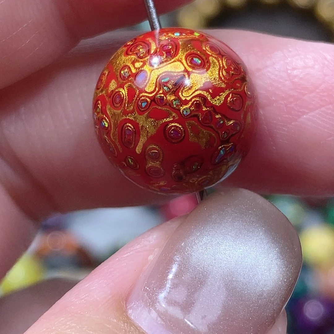 大漆珠1.5红金细欧