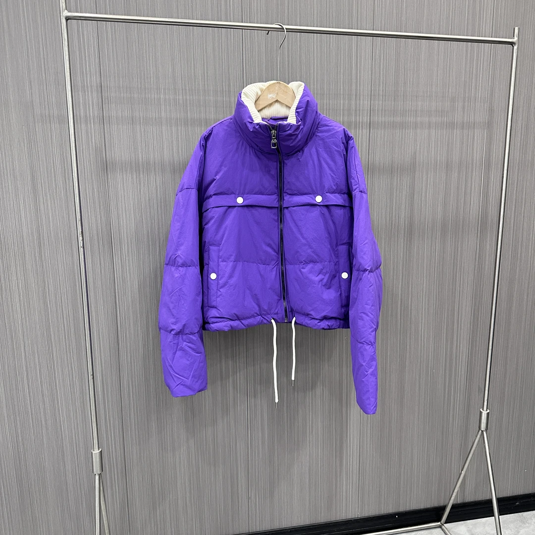 冬季立领撞色有抽绳短款棉服1317