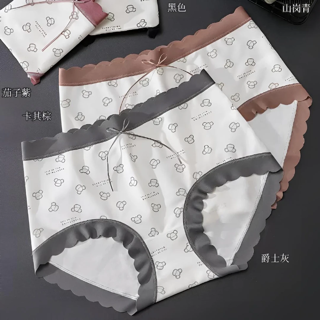 【欧尼雪】小熊内裤3条装颜色随机搭配高颜值舒适透气女士
