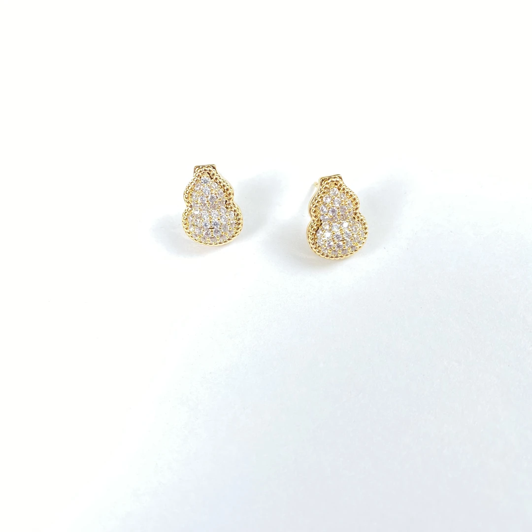 铜合金耳饰 《货号8563》满镶通勤葫芦耳钉