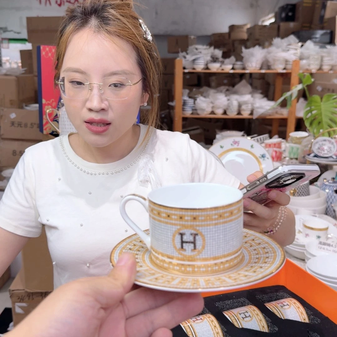 骨瓷220ml咖啡杯碟一套外贸骨瓷