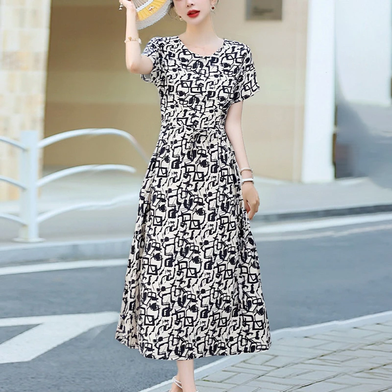 香云纱连衣裙女2025新款夏阔太太真丝绸洋气减龄显瘦桑蚕丝长裙子
