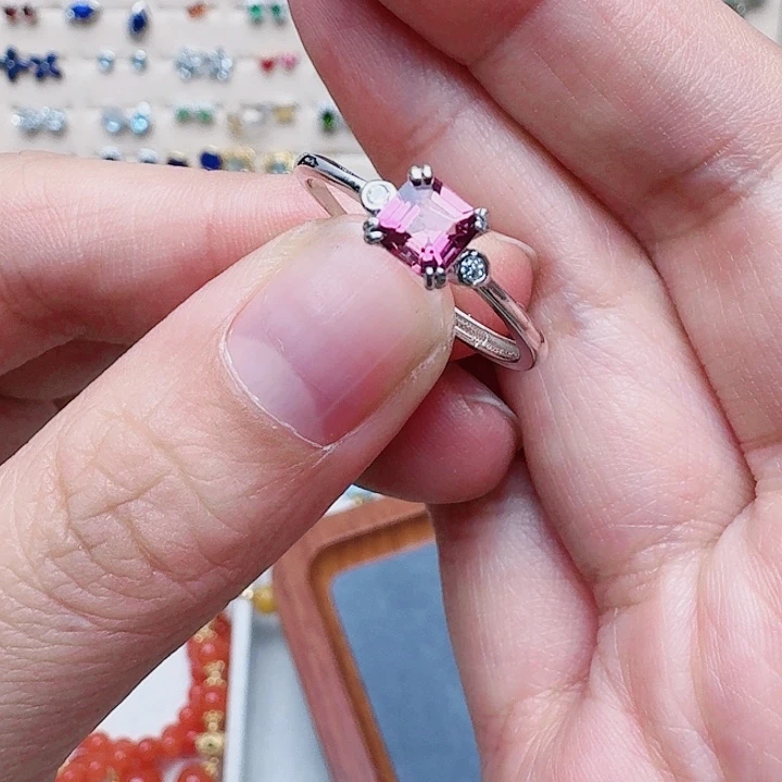 碧玺戒指银S925镶嵌戒指