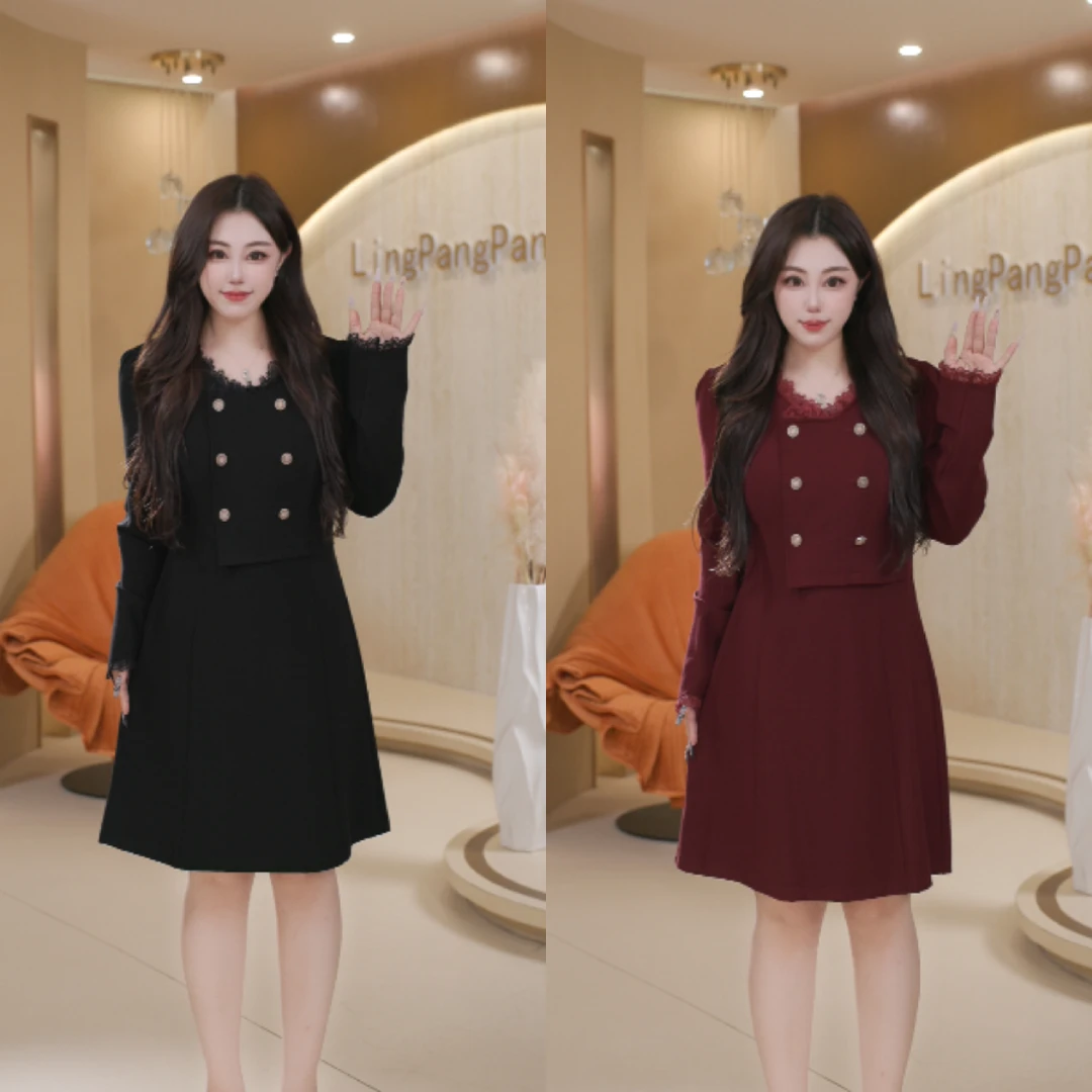 【玲胖胖 落花伊人】秋款宽松时尚百搭显瘦大码女装连衣裙LPP61905