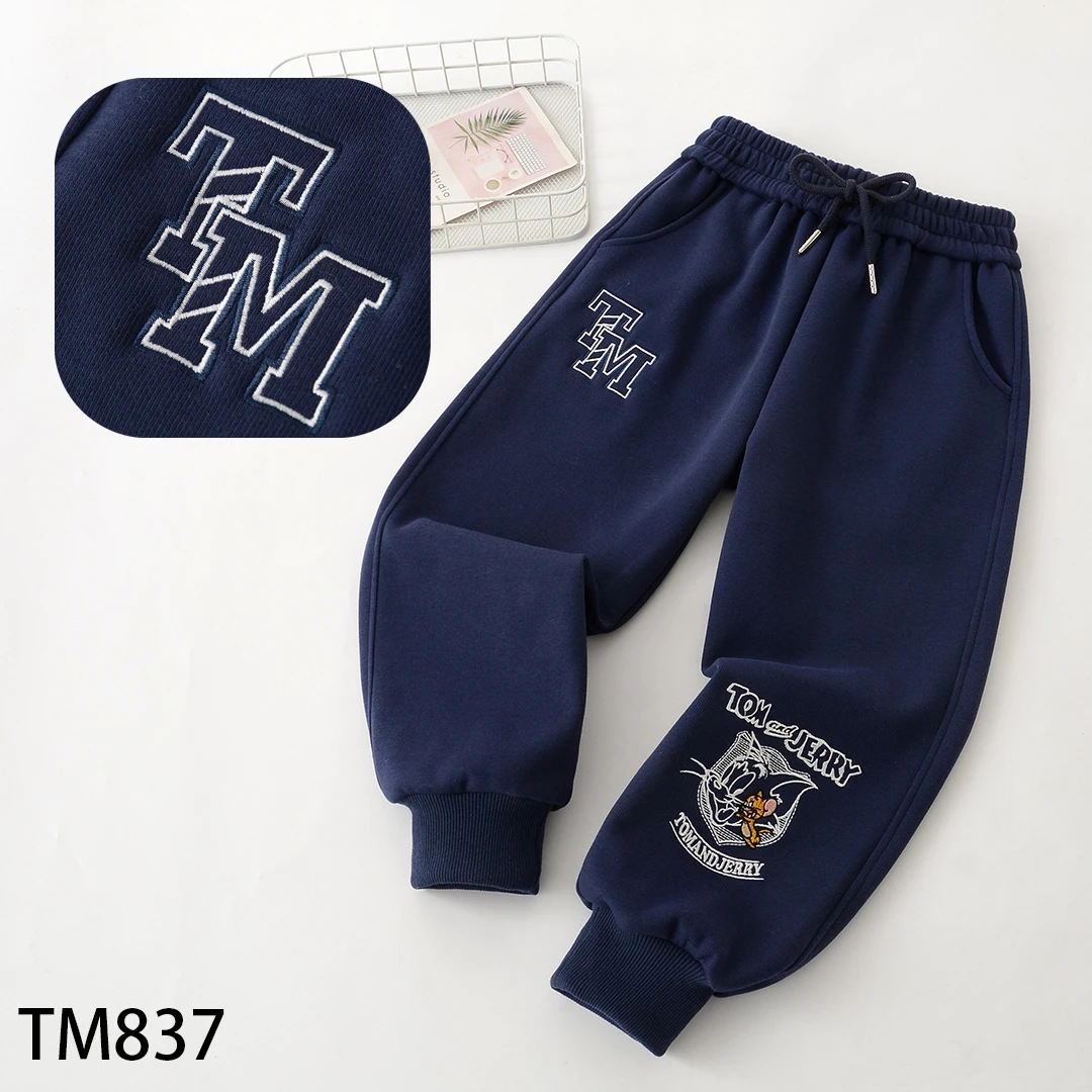 TM837儿童长裤2025年春季新款重工刺绣卡通