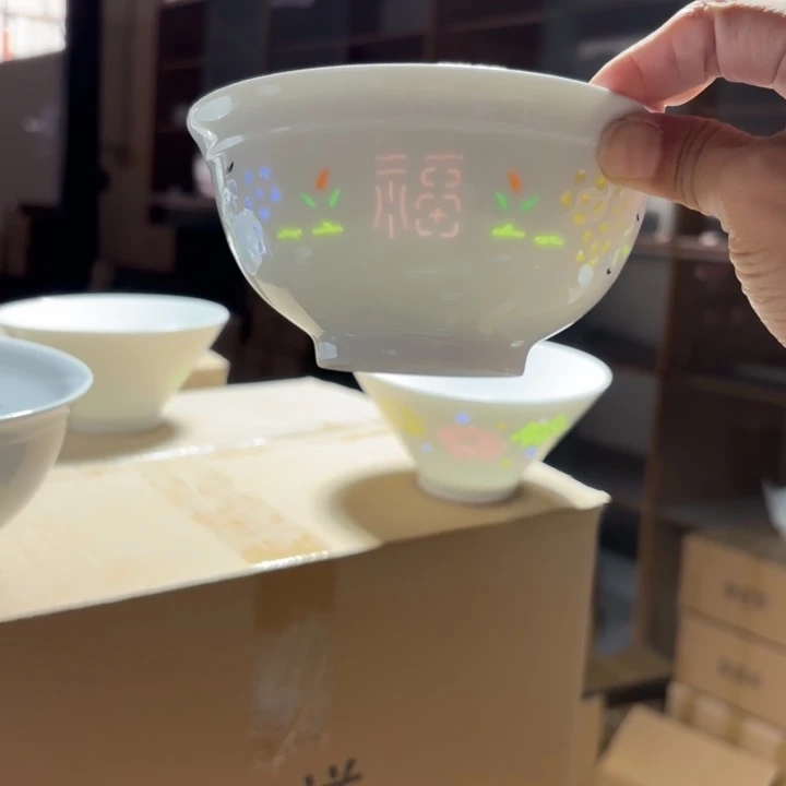 玉瓷景德镇陶瓷米饭碗两只微瑕