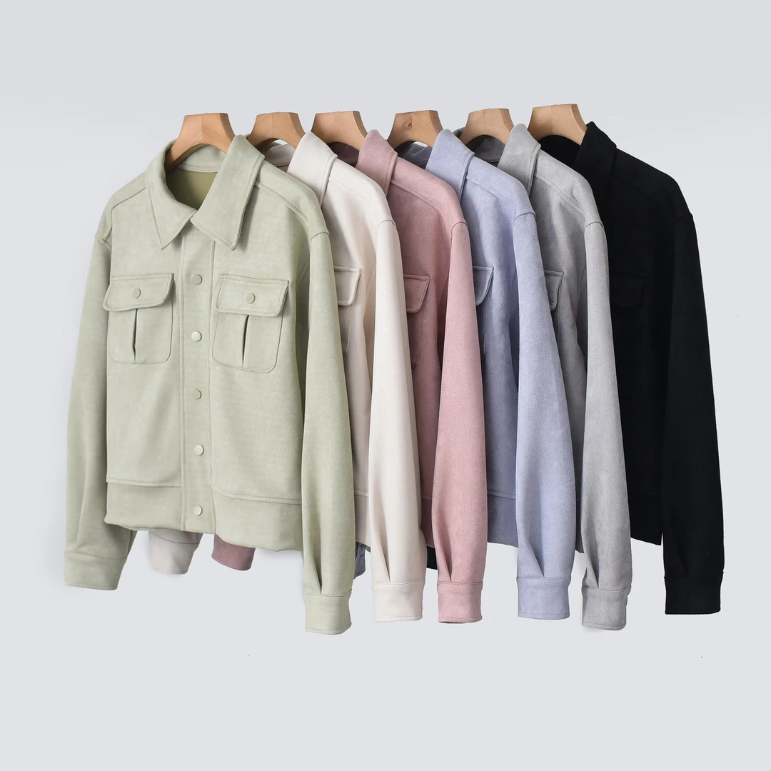 XU-春装女款爆款2024款雪花绒翻领机车服复古显瘦夹克上衣HT-5010