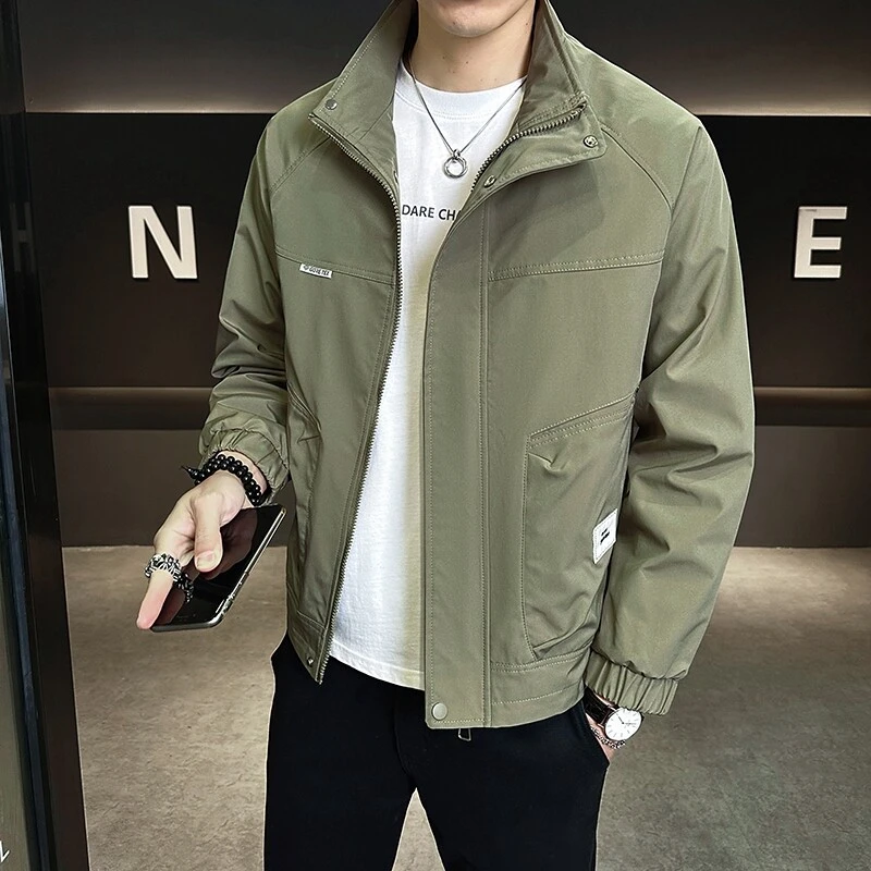 男士薄款外套春秋季2025新款休闲青年夹克衫男装立领帅气上衣外套