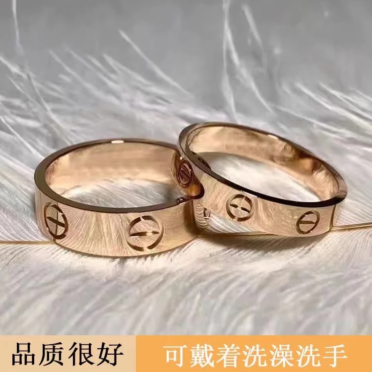钛钢莫桑石戒指 经典love系列高品质个性指环精致不掉色情侣对戒