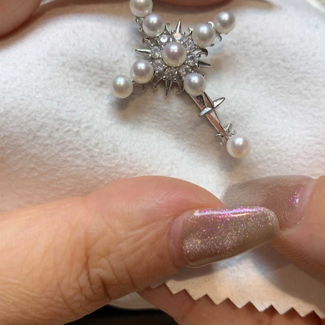 淡水珍珠银S925镶嵌颈饰