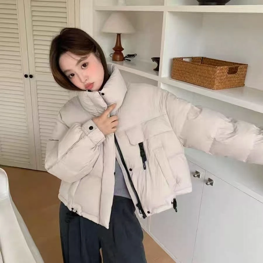 羽绒服女短款2025新款韩版立领简约加厚小个子超好看面包服外套潮