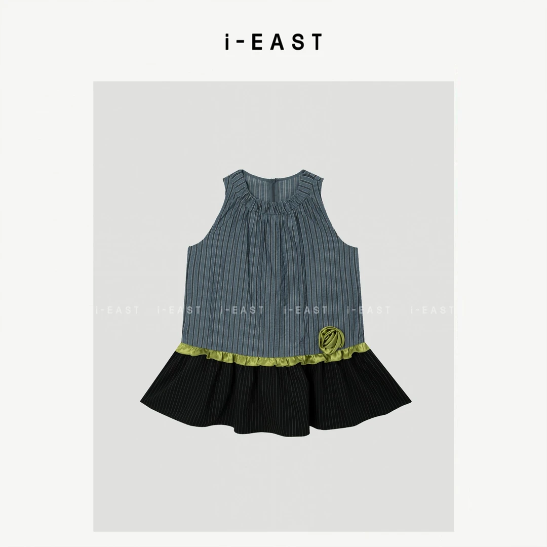 i-EAST NN 裙上添花~时尚百搭拼接无袖连衣裙-5X Q14008