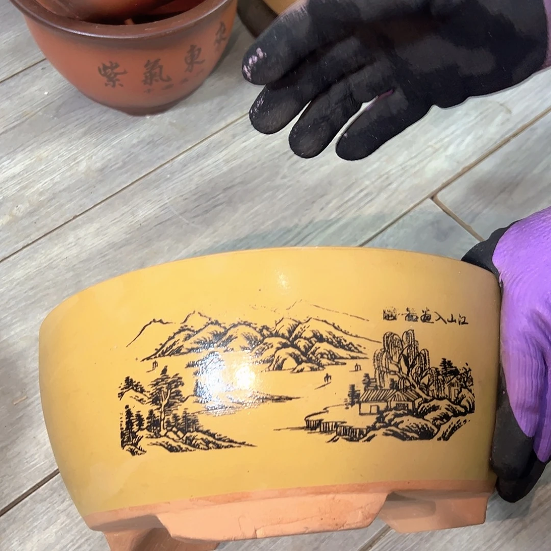 26黄色江山如画花盆花盆花盆