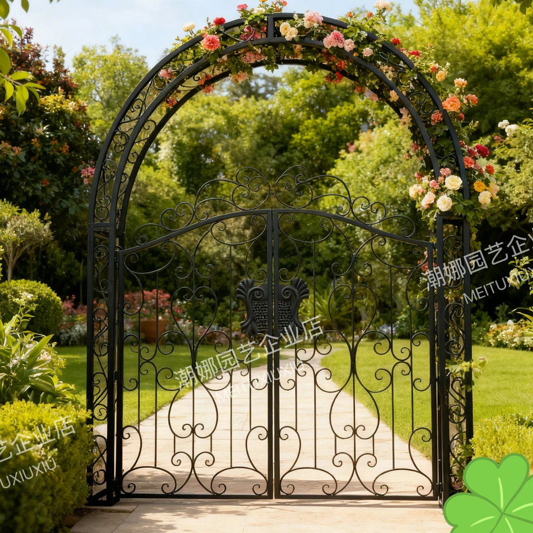 欧式铁艺庭院婚庆拱形花架厂家直销家用户外室外门别墅拱门架子