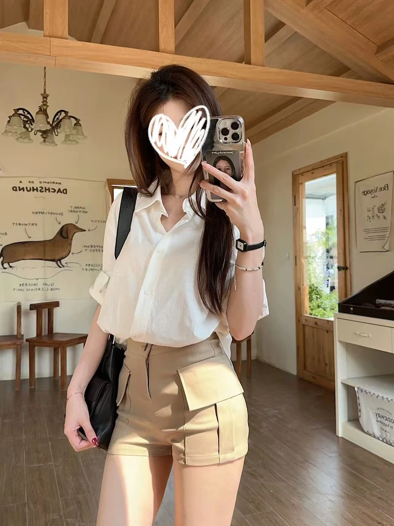 RoseGirls【松弛感100% 】亚麻棉麻白色衬衫女夏新款休闲气质上衣