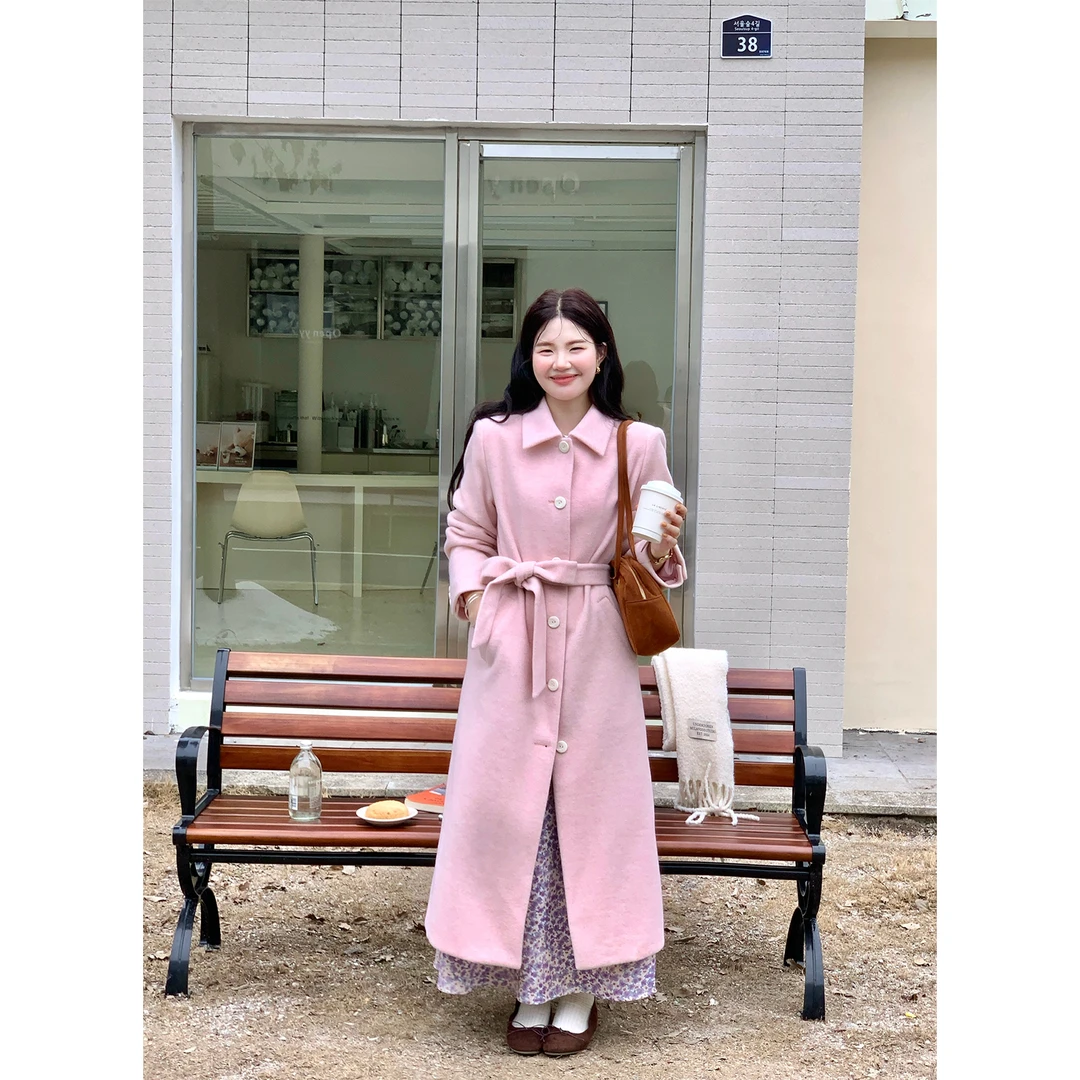 火火火【韩剧女主】韩系温柔气质毛呢大衣外套N38056HH53