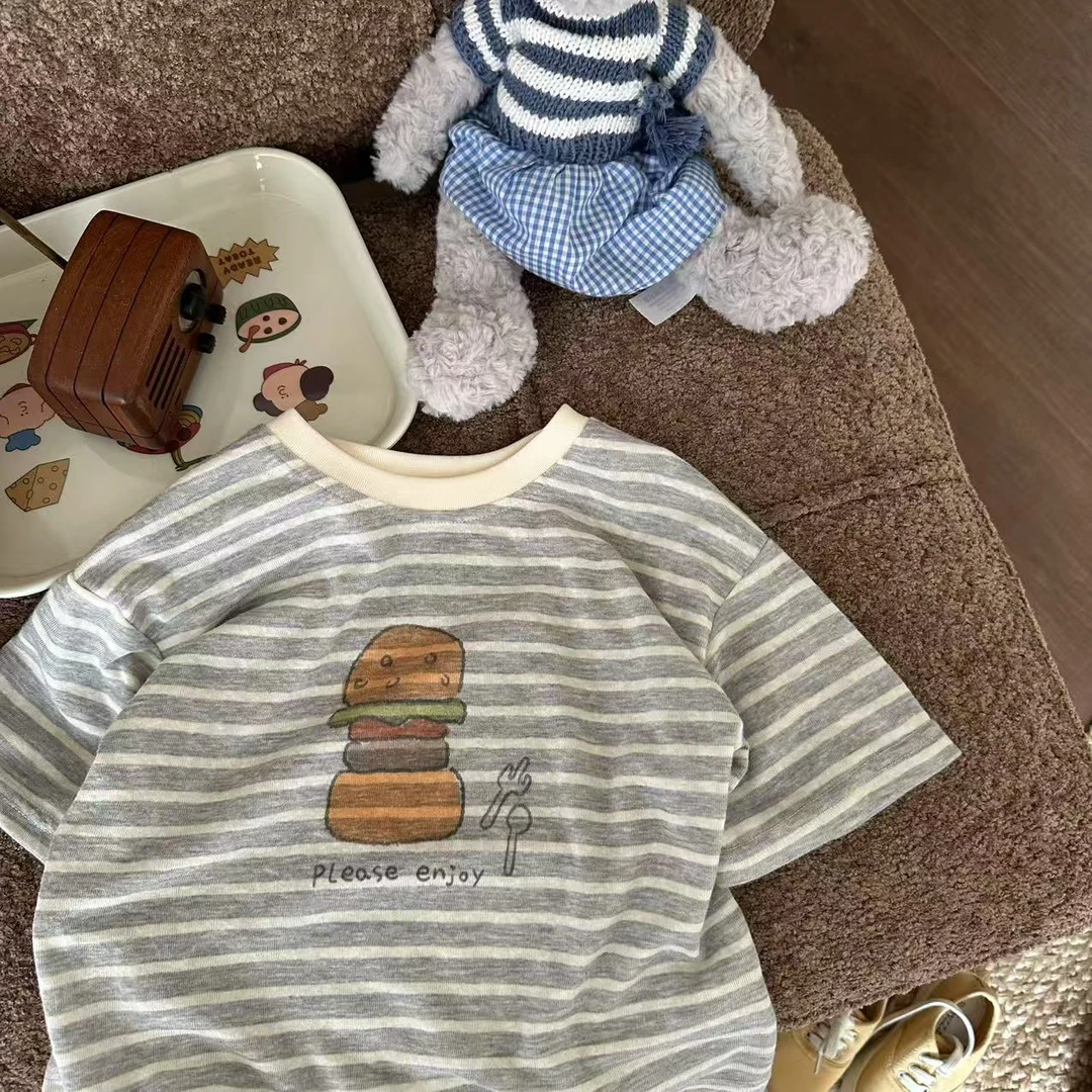 GL条纹汉堡儿童短袖