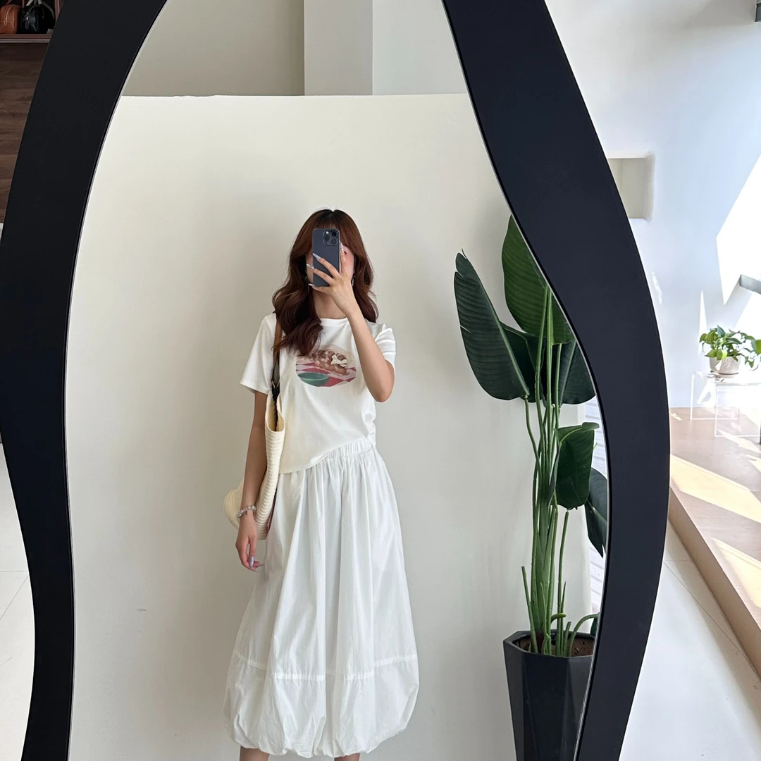 女薄款半身灯笼裙夏季百搭垂感宽松休闲