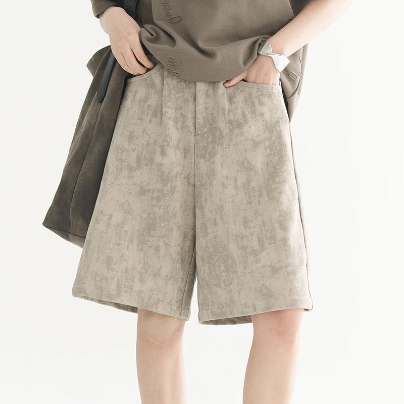 万有引力博物馆 暗纹运动裤短裤女夏季2025新款裤子休闲裤五分裤