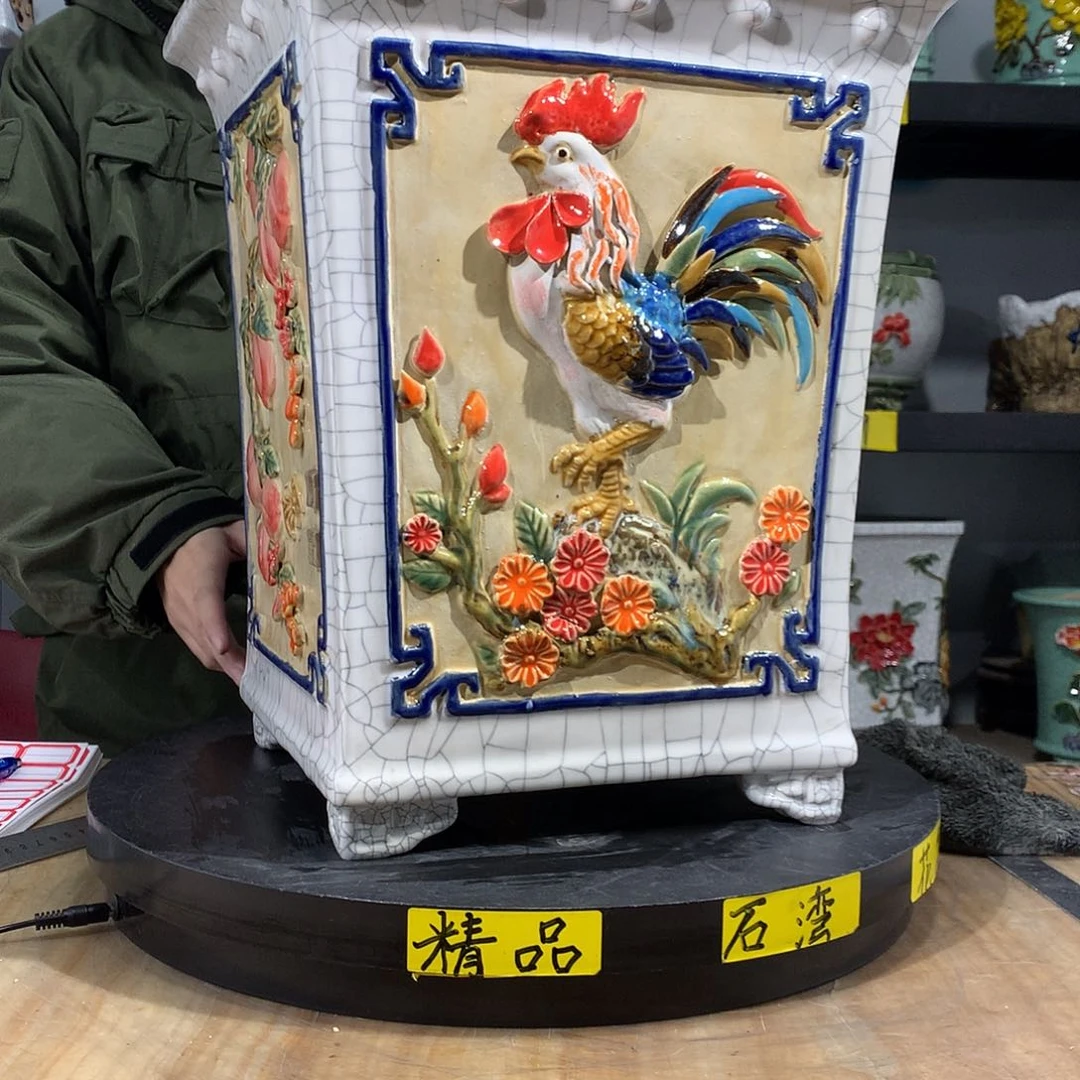陶天*阿杰石湾盆高温烧制微瑕